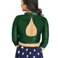 Aastha Fashion Green Art Silk V Neck Chinese Collar Matty In Sleeve Readymade Blouse