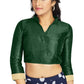 Aastha Fashion Green Art Silk V Neck Chinese Collar Matty In Sleeve Readymade Blouse