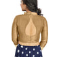 Aastha Fashion Beige Art Silk V Neck Chinese Collar Matty In Sleeve Readymade Blouse