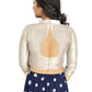 Aastha Fashion Off White Art Silk V Neck Chinese Collar Matty In Sleeve Readymade Blouse