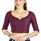 Aastha Fashion Dark Purple Art Silk Sweet Heart Neck style Matty in Sleeves Readymade Blouse