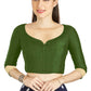 Aastha Fashion Mahendi Art Silk Sweet Heart Neck style Matty in Sleeves Readymade Blouse