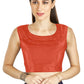 Aastha Fashion Orange Art Silk Pleated Boat Neck Plain Readymade Blouse