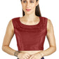 Aastha Fashion Maroon Art Silk Pleated Boat Neck Plain Readymade Blouse