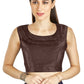 Aastha Fashion Brown Art Silk Pleated Boat Neck Plain Readymade Blouse