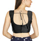 Aastha Fashion Black Art Silk Pleated Boat Neck Plain Readymade Blouse