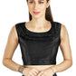 Aastha Fashion Black Art Silk Pleated Boat Neck Plain Readymade Blouse