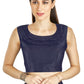 Aastha Fashion Navy Blue Art Silk Pleated Boat Neck Plain Readymade Blouse