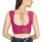 Aastha Fashion Pink Art Silk Pleated Boat Neck Plain Readymade Blouse
