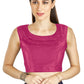 Aastha Fashion Pink Art Silk Pleated Boat Neck Plain Readymade Blouse