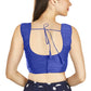 Aastha Fashion Royal Blue Art Silk Pleated Boat Neck Plain Readymade Blouse