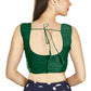 Aastha Fashion Green Art Silk Pleated Boat Neck Plain Readymade Blouse
