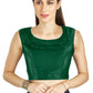 Aastha Fashion Green Art Silk Pleated Boat Neck Plain Readymade Blouse