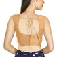 Aastha Fashion Beige Art Silk Pleated Boat Neck Plain Readymade Blouse