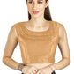 Aastha Fashion Beige Art Silk Pleated Boat Neck Plain Readymade Blouse