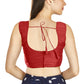 Aastha Fashion Red Art Silk Pleated Boat Neck Plain Readymade Blouse