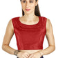 Aastha Fashion Red Art Silk Pleated Boat Neck Plain Readymade Blouse