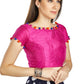 Aastha Fashion Pink Art Sleek Boat Neck Potli Design In Neck Or Sleeve Readymade Blouse