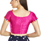 Aastha Fashion Pink Art Sleek Boat Neck Potli Design In Neck Or Sleeve Readymade Blouse