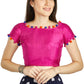 Aastha Fashion Pink Art Sleek Boat Neck Potli Design In Neck Or Sleeve Readymade Blouse