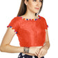 Aastha Fashion Orange Art Sleek Boat Neck Potli Design In Neck Or Sleeve Readymade Blouse