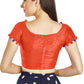 Aastha Fashion Orange Art Sleek Boat Neck Potli Design In Neck Or Sleeve Readymade Blouse