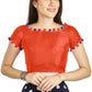 Aastha Fashion Orange Art Sleek Boat Neck Potli Design In Neck Or Sleeve Readymade Blouse