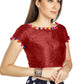 Aastha Fashion Maroon Art Sleek Boat Neck Potli Design In Neck Or Sleeve Readymade Blouse