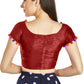 Aastha Fashion Maroon Art Sleek Boat Neck Potli Design In Neck Or Sleeve Readymade Blouse