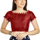 Aastha Fashion Maroon Art Sleek Boat Neck Potli Design In Neck Or Sleeve Readymade Blouse
