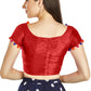Aastha Fashion Red Art Sleek Boat Neck Potli Design In Neck Or Sleeve Readymade Blouse