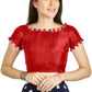 Aastha Fashion Red Art Sleek Boat Neck Potli Design In Neck Or Sleeve Readymade Blouse
