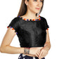 Aastha Fashion Black Art Sleek Boat Neck Potli Design In Neck Or Sleeve Readymade Blouse