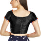 Aastha Fashion Black Art Sleek Boat Neck Potli Design In Neck Or Sleeve Readymade Blouse
