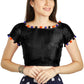 Aastha Fashion Black Art Sleek Boat Neck Potli Design In Neck Or Sleeve Readymade Blouse