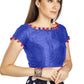 Aastha Fashion Royal Blue Art Sleek Boat Neck Potli Design In Neck Or Sleeve Readymade Blouse