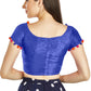Aastha Fashion Royal Blue Art Sleek Boat Neck Potli Design In Neck Or Sleeve Readymade Blouse