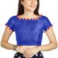Aastha Fashion Royal Blue Art Sleek Boat Neck Potli Design In Neck Or Sleeve Readymade Blouse