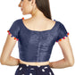 Aastha Fashion Navy Blue Art Sleek Boat Neck Potli Design In Neck Or Sleeve Readymade Blouse