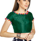 Aastha Fashion Bottle Green Art Sleek Boat Neck Potli Design In Neck Or Sleeve Readymade Blouse