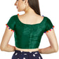 Aastha Fashion Bottle Green Art Sleek Boat Neck Potli Design In Neck Or Sleeve Readymade Blouse