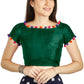 Aastha Fashion Bottle Green Art Sleek Boat Neck Potli Design In Neck Or Sleeve Readymade Blouse