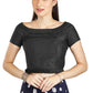 Aastha Fashion Black Art Silk Pleated Boat Neck Princes Readymade Blouse