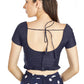 Aastha Fashion Navy Blue Art Silk Pleated Boat Neck Princes Readymade Blouse