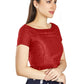 Aastha Fashion Red Art Silk Pleated Boat Neck Princes Readymade Blouse