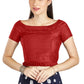 Aastha Fashion Red Art Silk Pleated Boat Neck Princes Readymade Blouse