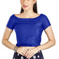 Aastha Fashion Royal Blue Art Silk Pleated Boat Neck Princes Readymade Blouse