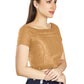 Aastha Fashion Beige Art Silk Pleated Boat Neck Princes Readymade Blouse