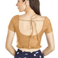 Aastha Fashion Beige Art Silk Pleated Boat Neck Princes Readymade Blouse
