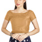 Aastha Fashion Beige Art Silk Pleated Boat Neck Princes Readymade Blouse